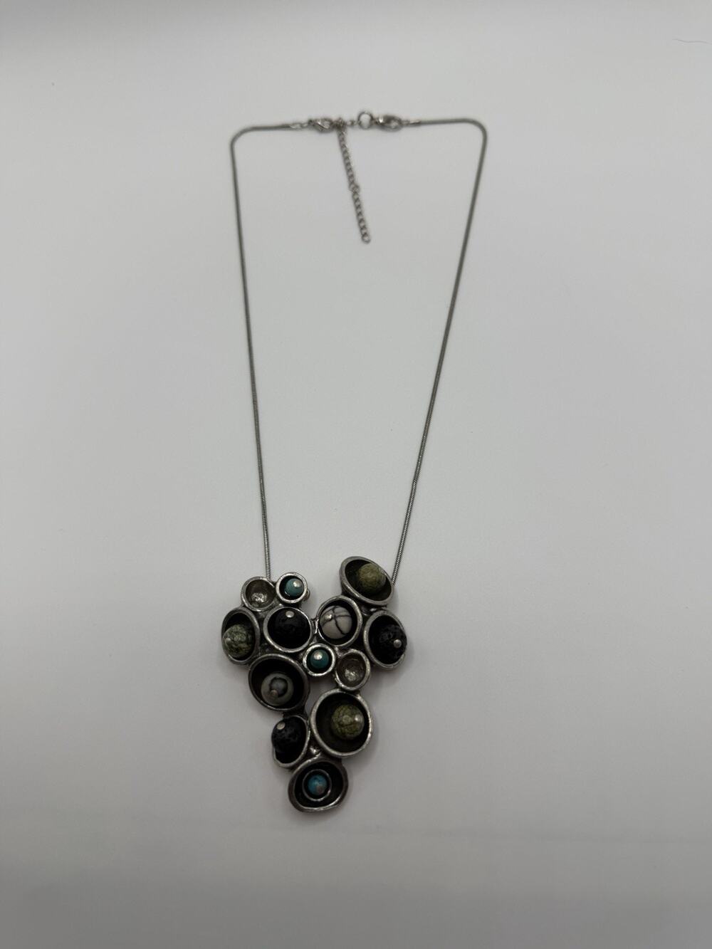 Bijoux Osmose Pewter Pendant Domes With Stones 16”L. AS IS